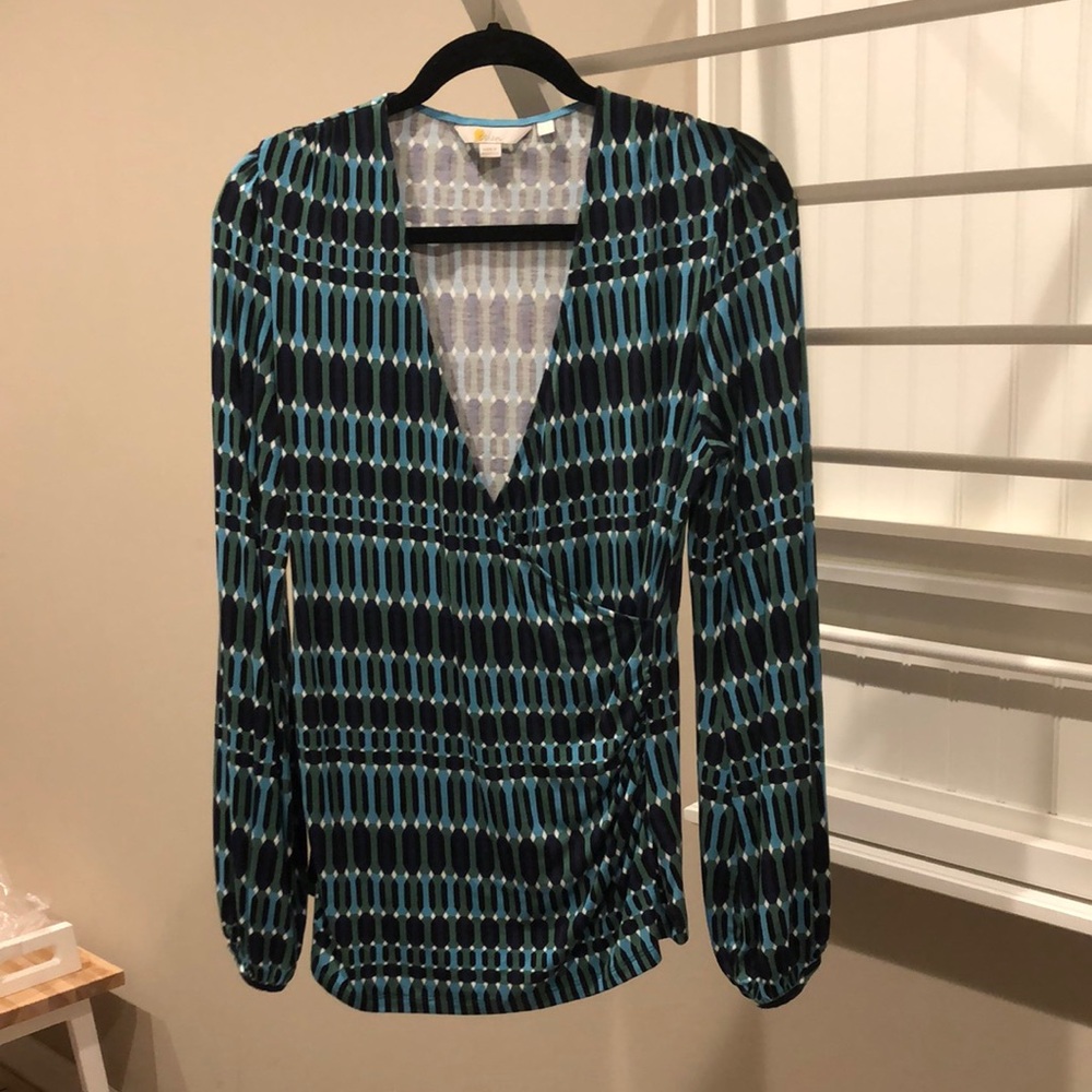 Boden Elodie Print Jersey Wrap Top